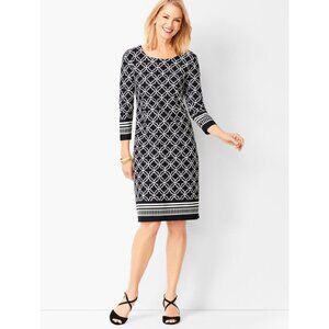 Talbots Black White Geometric Ponte Knit Shift Dress Sheath Size 18 2X Plus Size